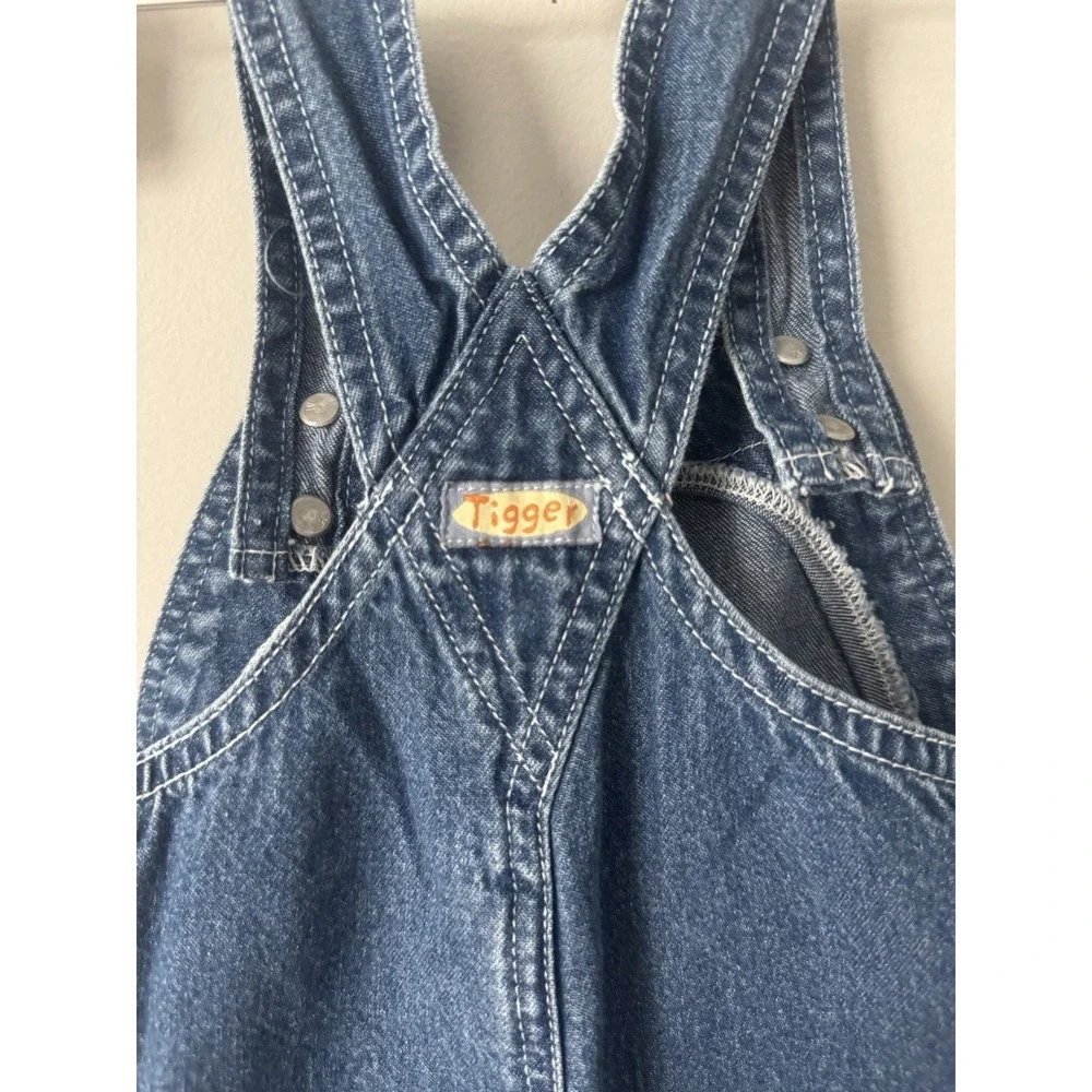 Vtg Y2K Disney Store Tigger Denim Overalls Shorts Sz 6 Months 100% Cotton Pooh